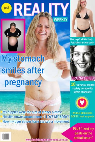 Taryn Brumfitt Magazine cover Taryn Brumfitt sticking it to unrealistic magazine covers.