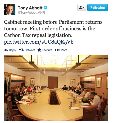 The PM's cabinet meeting tweet Australia's 44th Parliament: The PM's cabinet meeting tweet